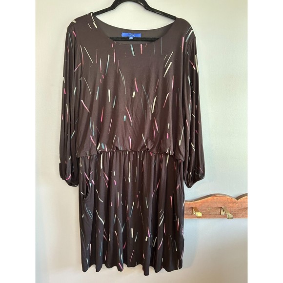 Apt. 9 Dresses & Skirts - Apt. 9 Womens Long Sleeve Geometric Blouson Dress Size XXL Black